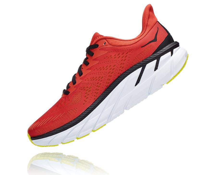 Hoka One One Mens Running Shoes - Clifton 7 - Red - BDXZ29806